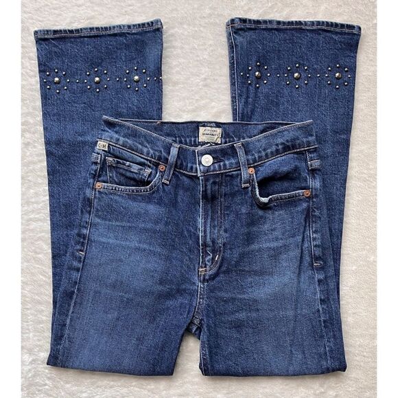 Citizens of Humanity COH Demy Cropped Flare Gleams Stud Embellished Jeans, 24 - Picture 3 of 16